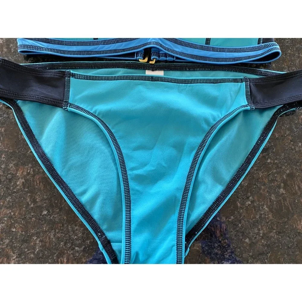 Bikini Swimsuit Bathing Suit Womens‎ Colorblock Blue Black